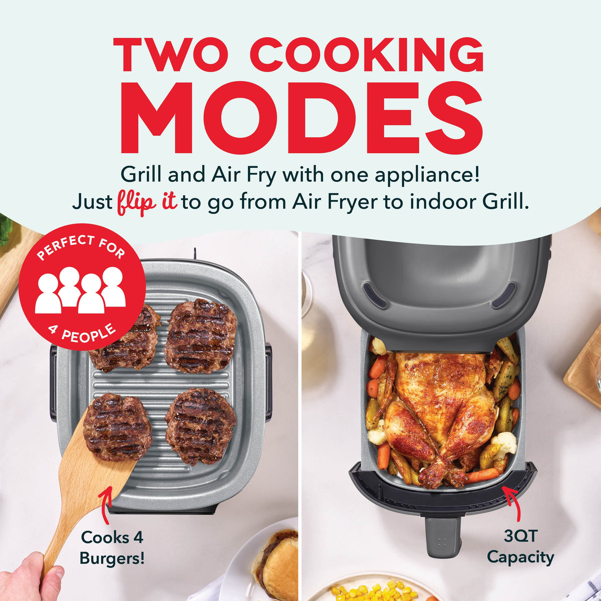 Flip & Fry Digital 2-in-1 Grill + Air Fryer
